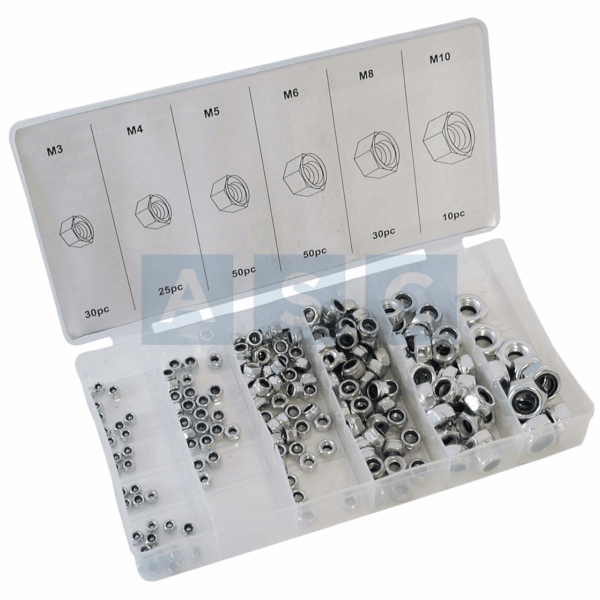 ASSORTED NYLOCK NUTS 195PCS